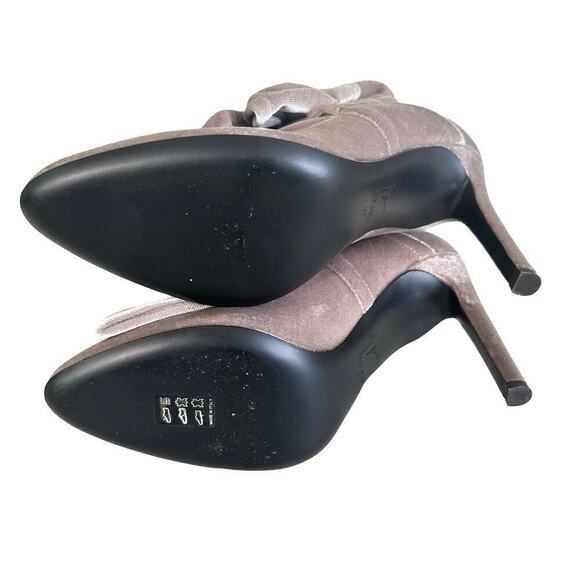 Giuseppe Zanotti Gray Soft Velvet Bow Stiletto Heel Ankle Boots Booties Sz 37 - Picture 6 of 9